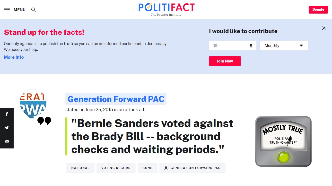 PolitiFact | Did Bernie Sanders vote against background checks and ...