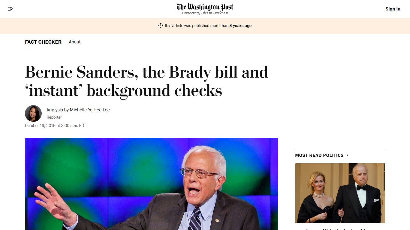 Bernie Sanders, the Brady bill and ‘instant’ background checks