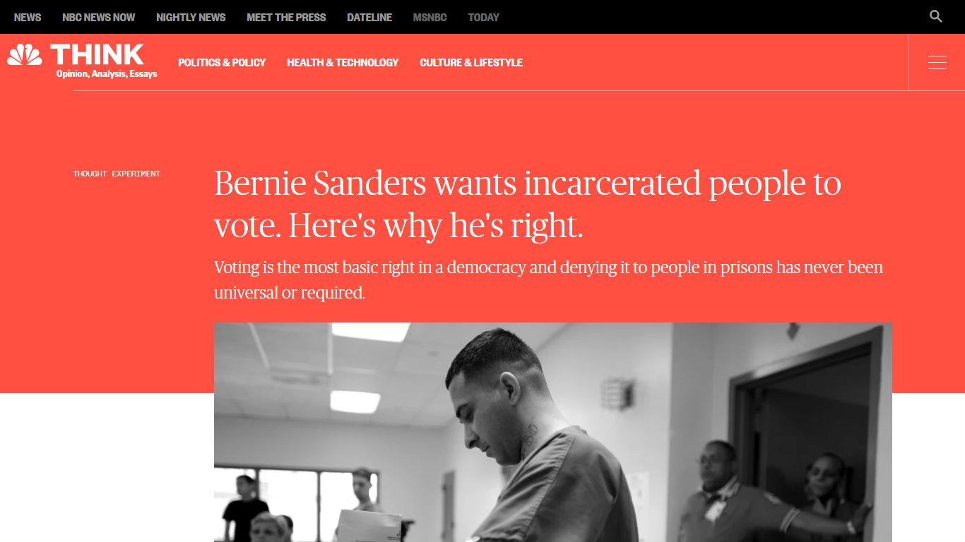 Opinion | Bernie Sanders wants incarcerated people to vote. Here's why ...