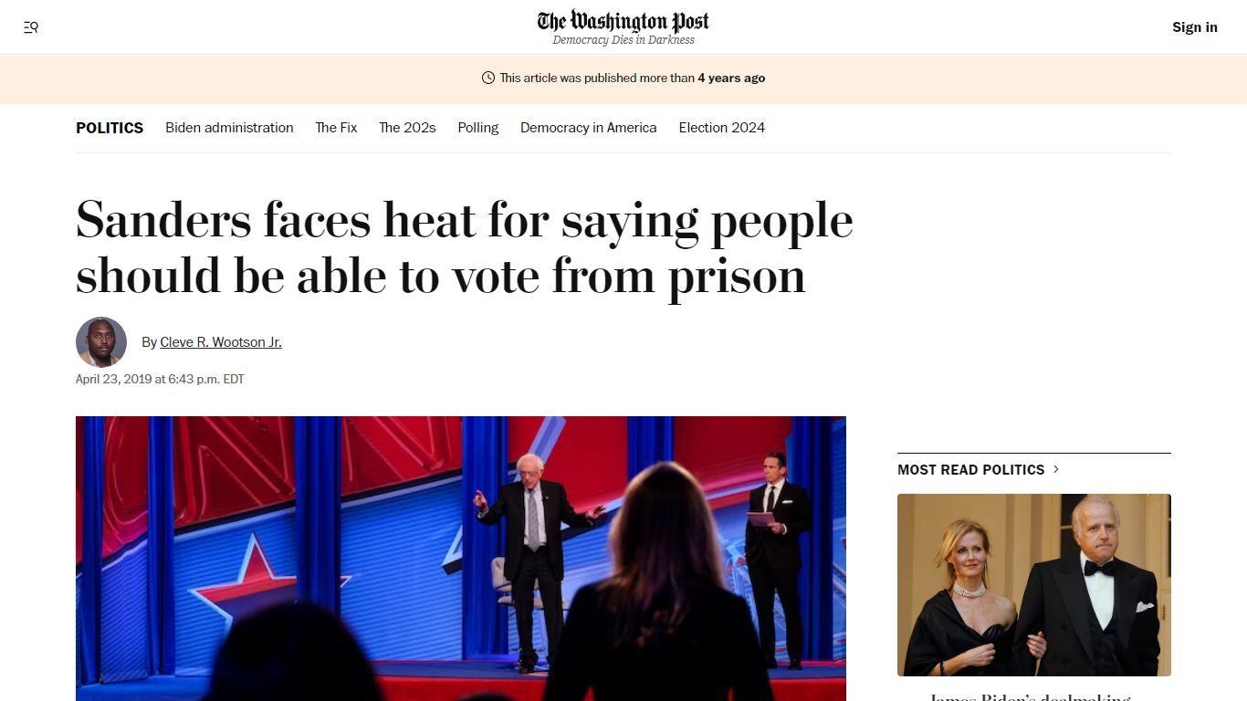 Bernie Sanders: Let criminals in prison vote - The Washington Post